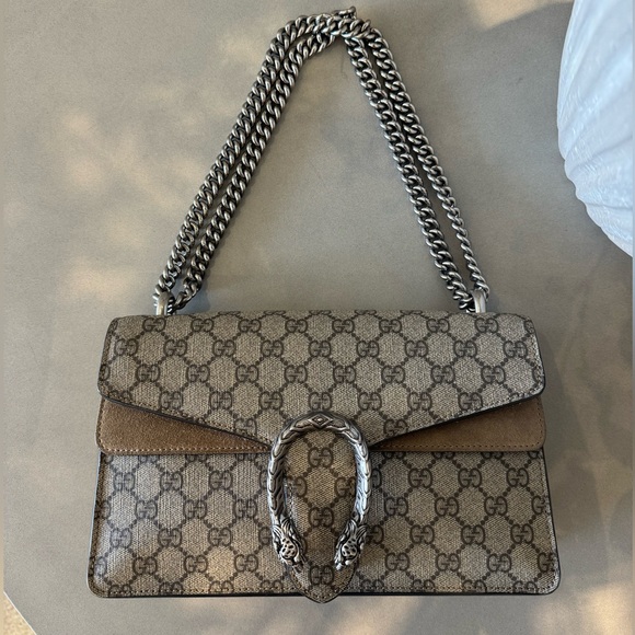GUCCI GG Supreme Monogram Small Dionysus Shoulder Bag Taupe - Picture 2 of 11